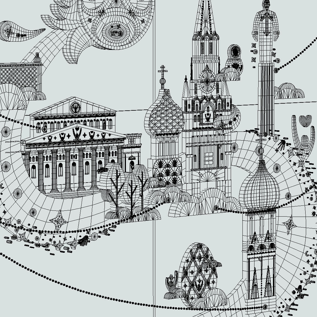 Russian classical ornaments in vector 3d Texture MOSCOW Texture_32