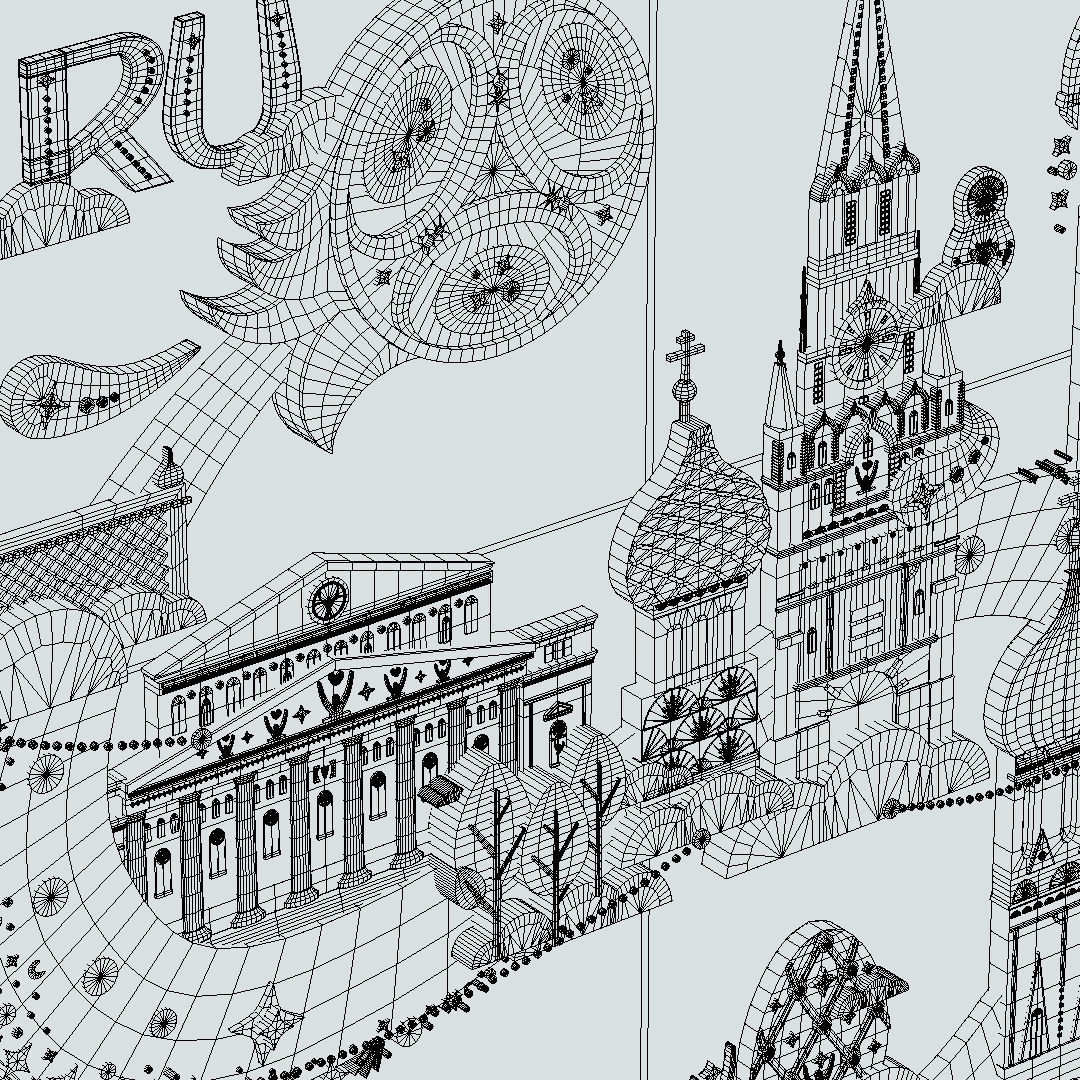 Russian classical ornaments in vector 3d Texture MOSCOW Texture_28