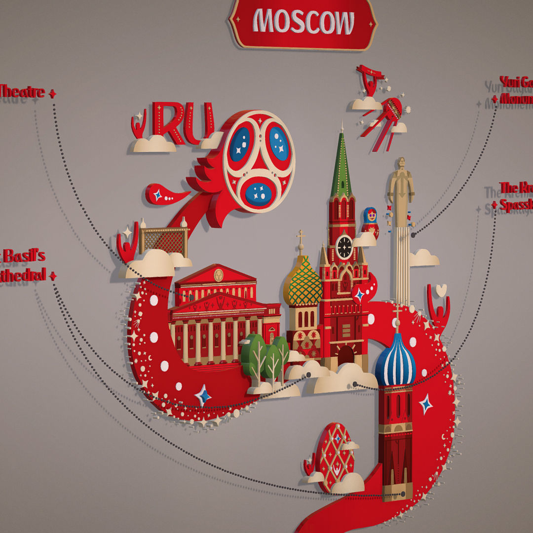 Russian classical ornaments in vector 3d Texture MOSCOW Texture_8