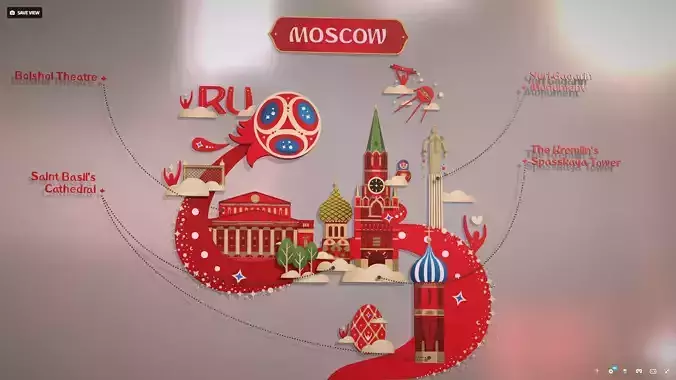 Russian classical ornaments in vector 3d Texture MOSCOW