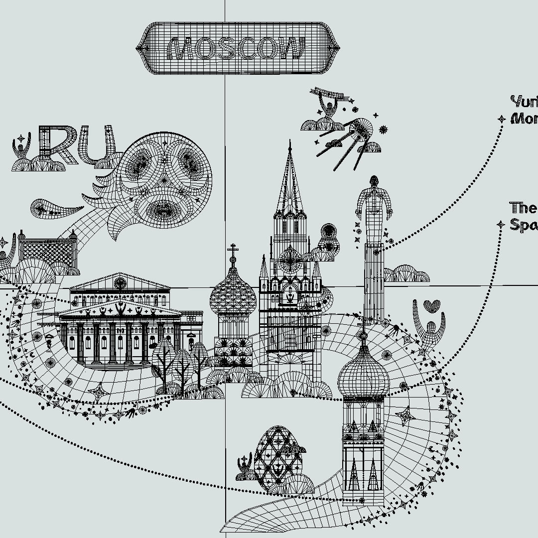 Russian classical ornaments in vector 3d Texture MOSCOW Texture_33