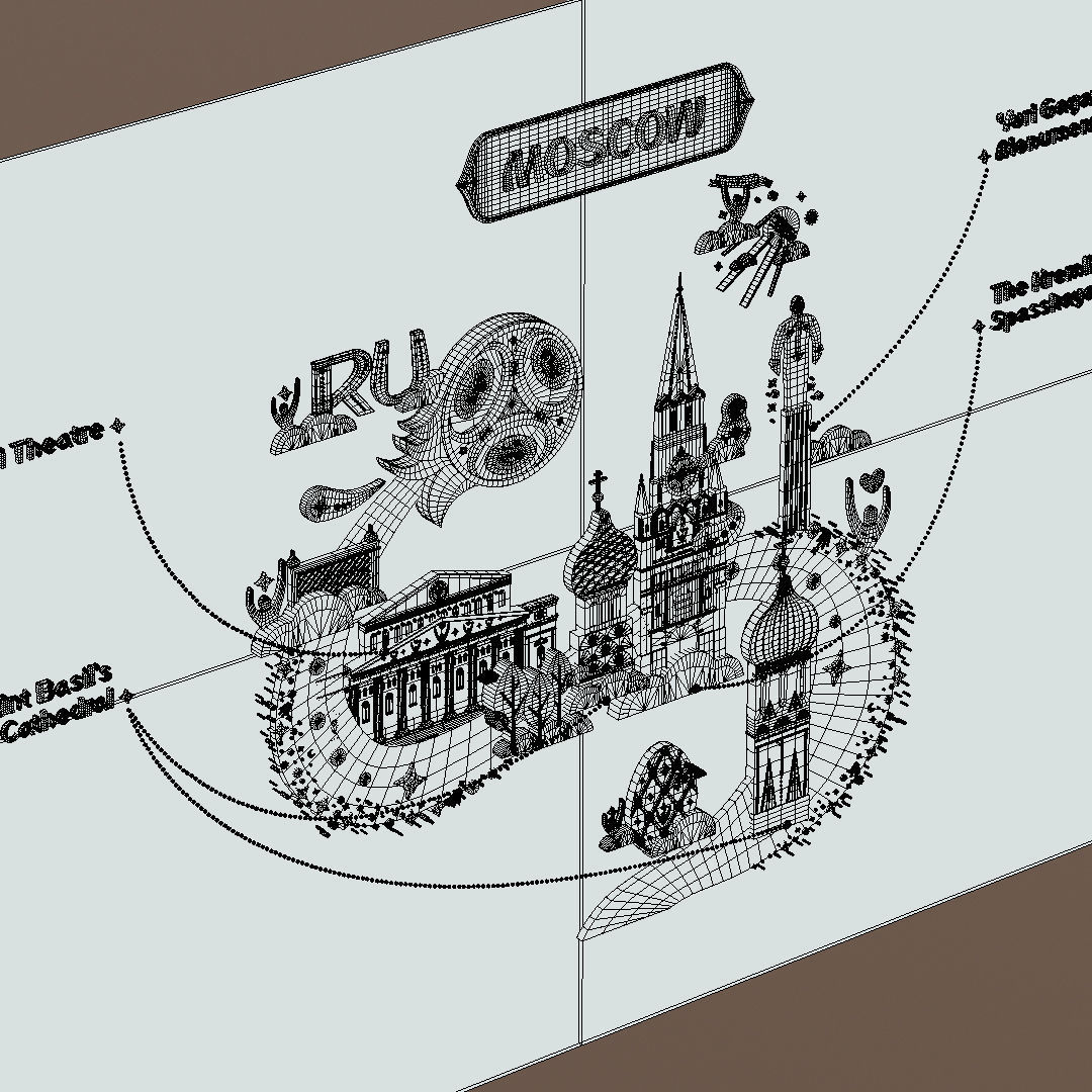 Russian classical ornaments in vector 3d Texture MOSCOW Texture_27