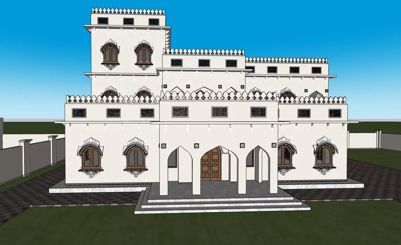 Sidhu Moose Wala Haveli with vehicles collection 3D model_0