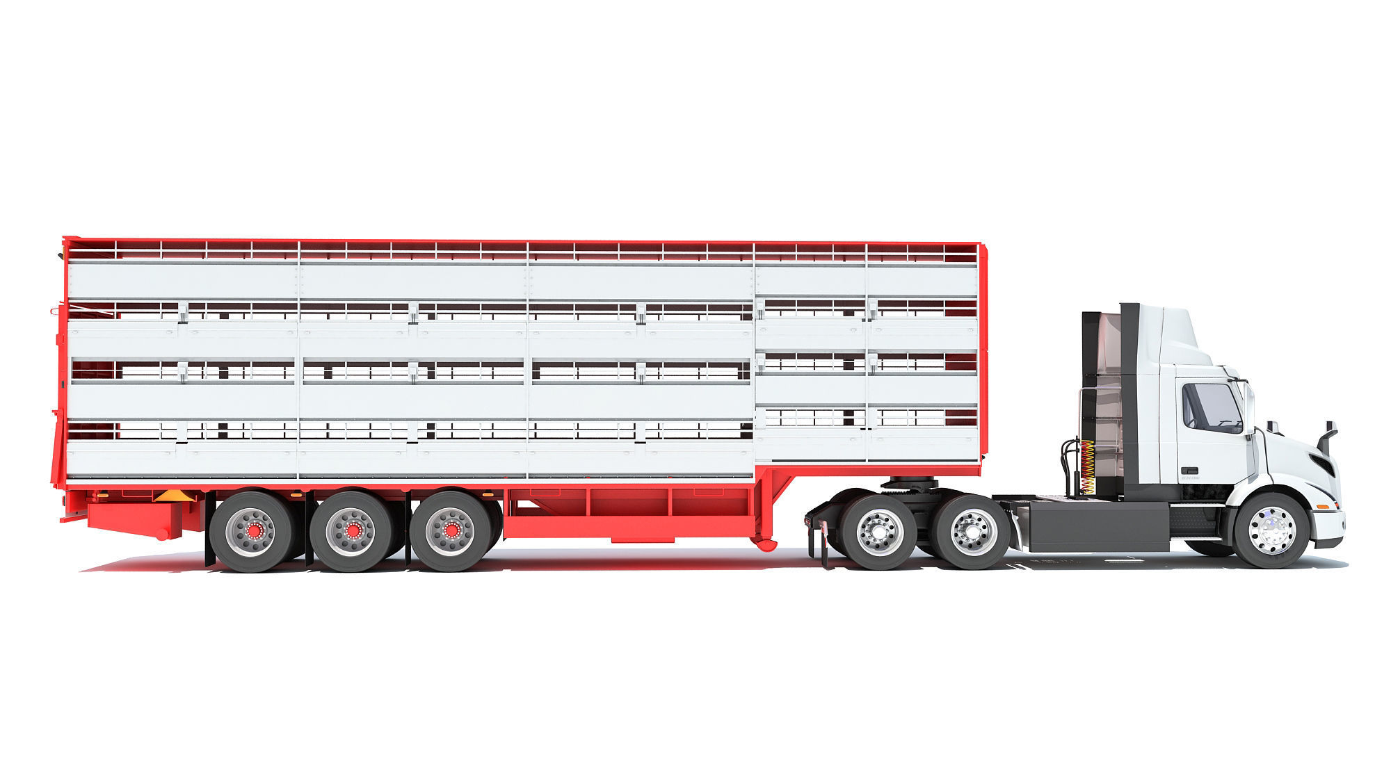 Animal Transporter Semi Truck and Trailer 3D model_5