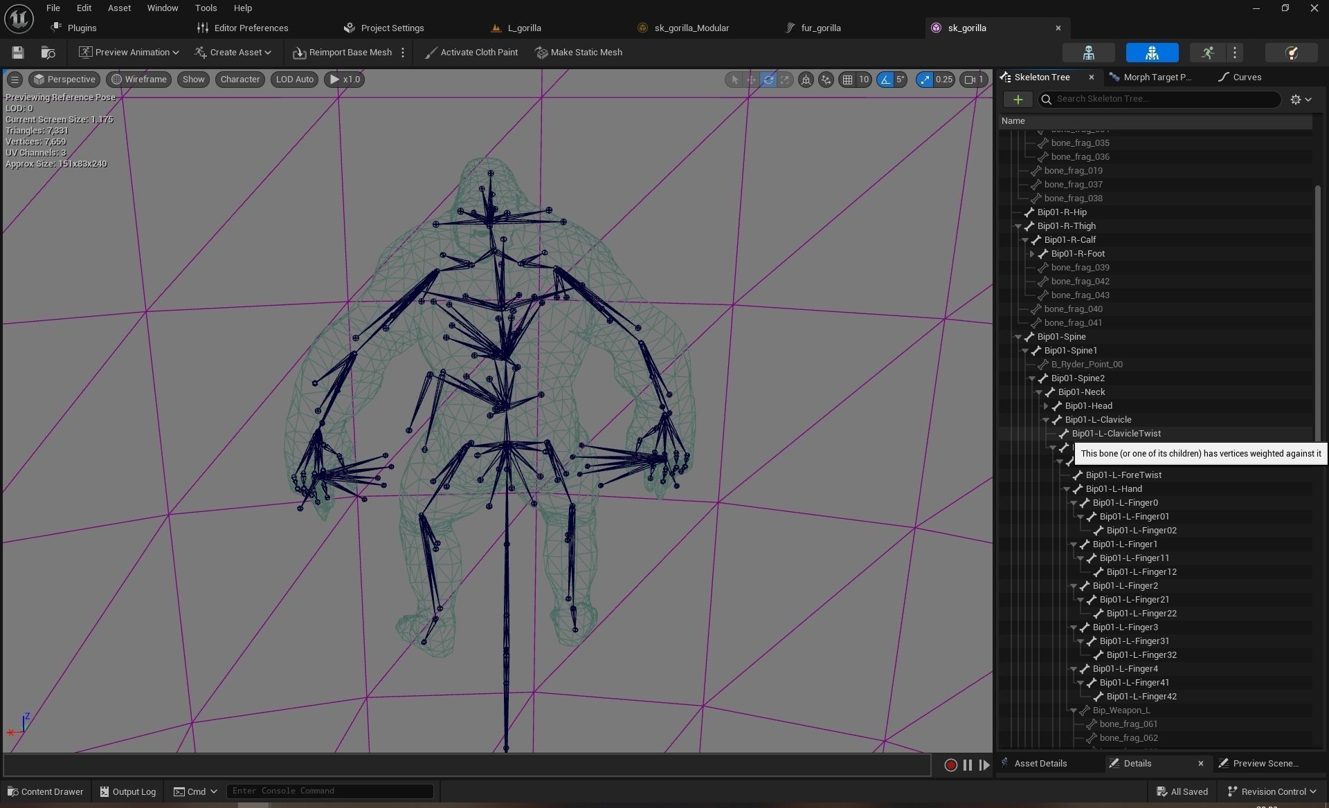 UE5 Gorilla Rigged Fur Low-poly 3D model_19