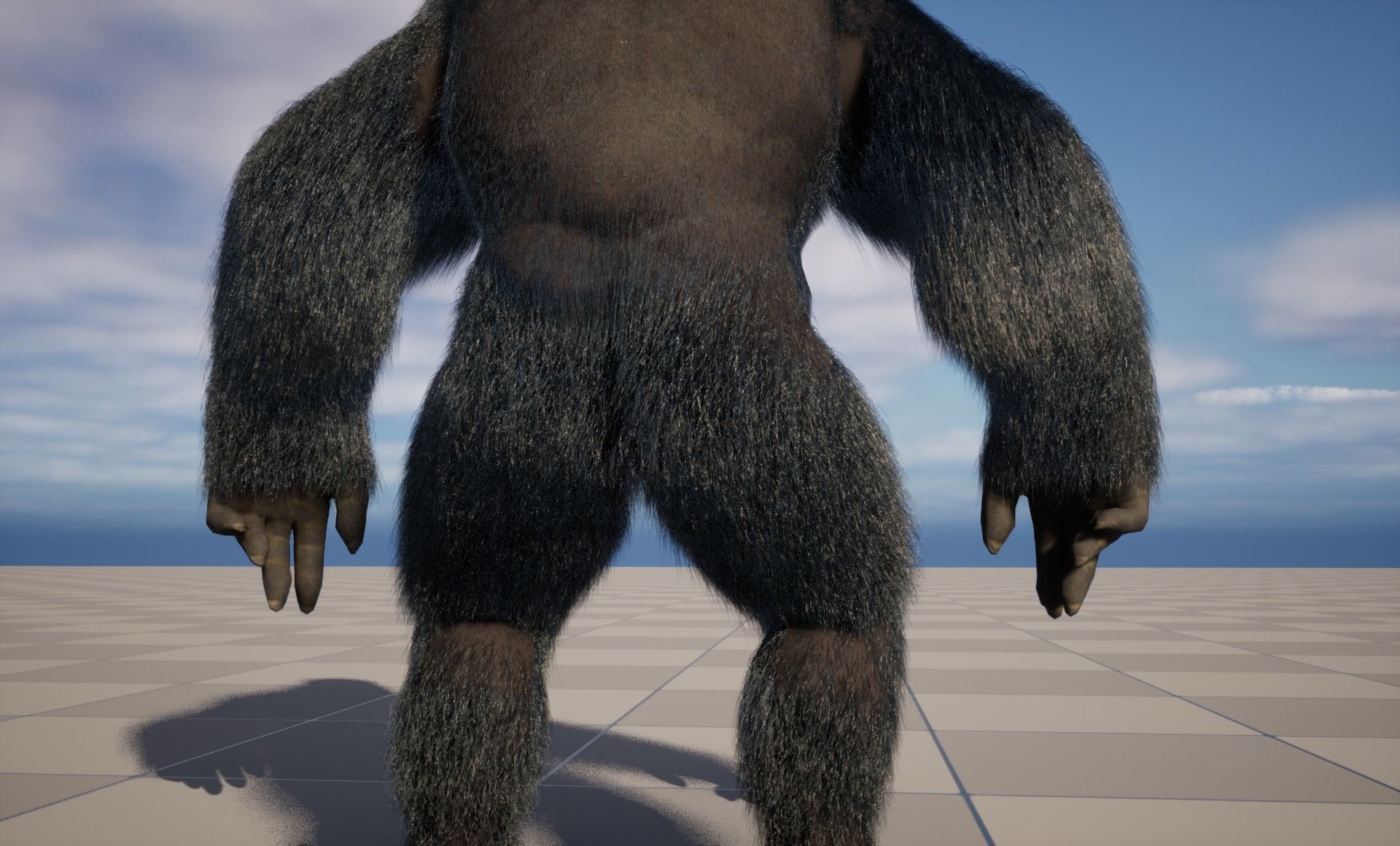 UE5 Gorilla Rigged Fur Low-poly 3D model_9