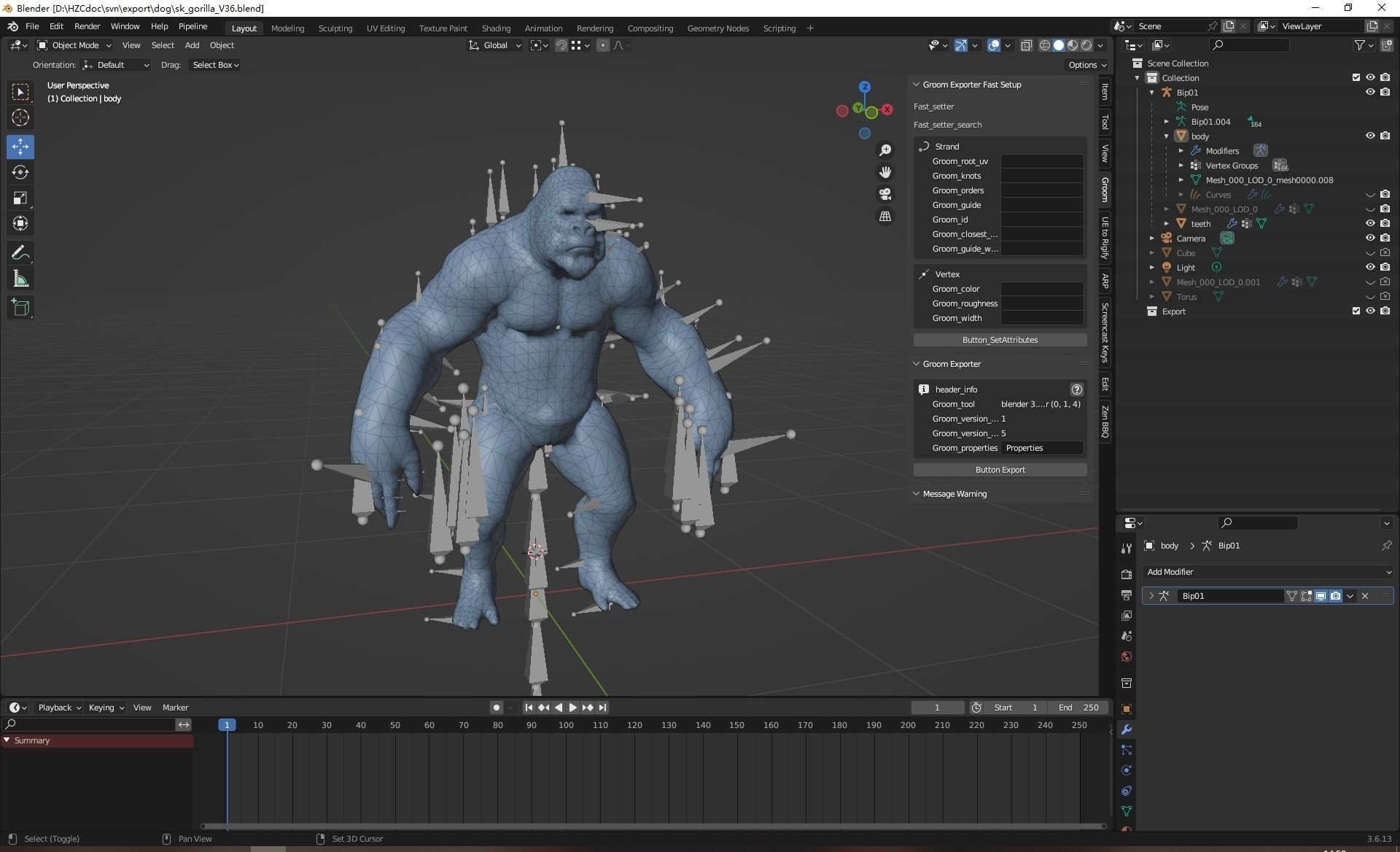 UE5 Gorilla Rigged Fur Low-poly 3D model_21