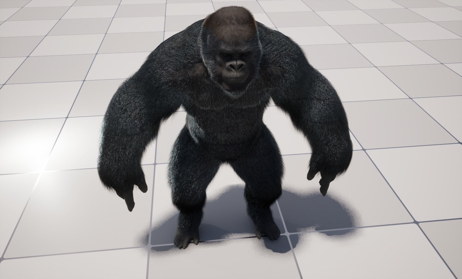 UE5 Gorilla Rigged Fur Low-poly 3D model_10