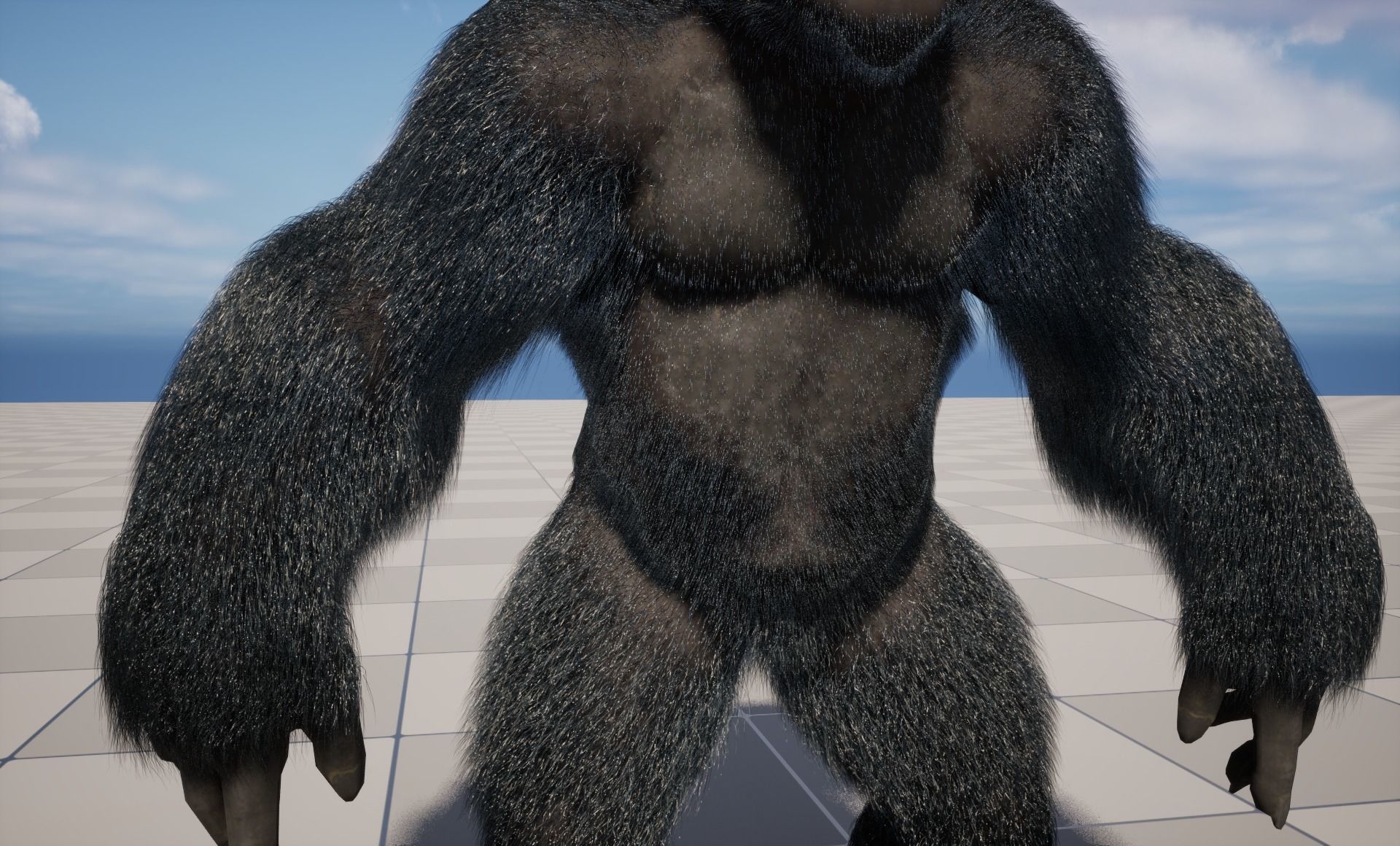 UE5 Gorilla Rigged Fur Low-poly 3D model_8