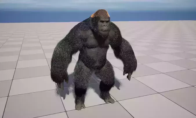 UE5 Gorilla Rigged Fur Low-poly 3D model