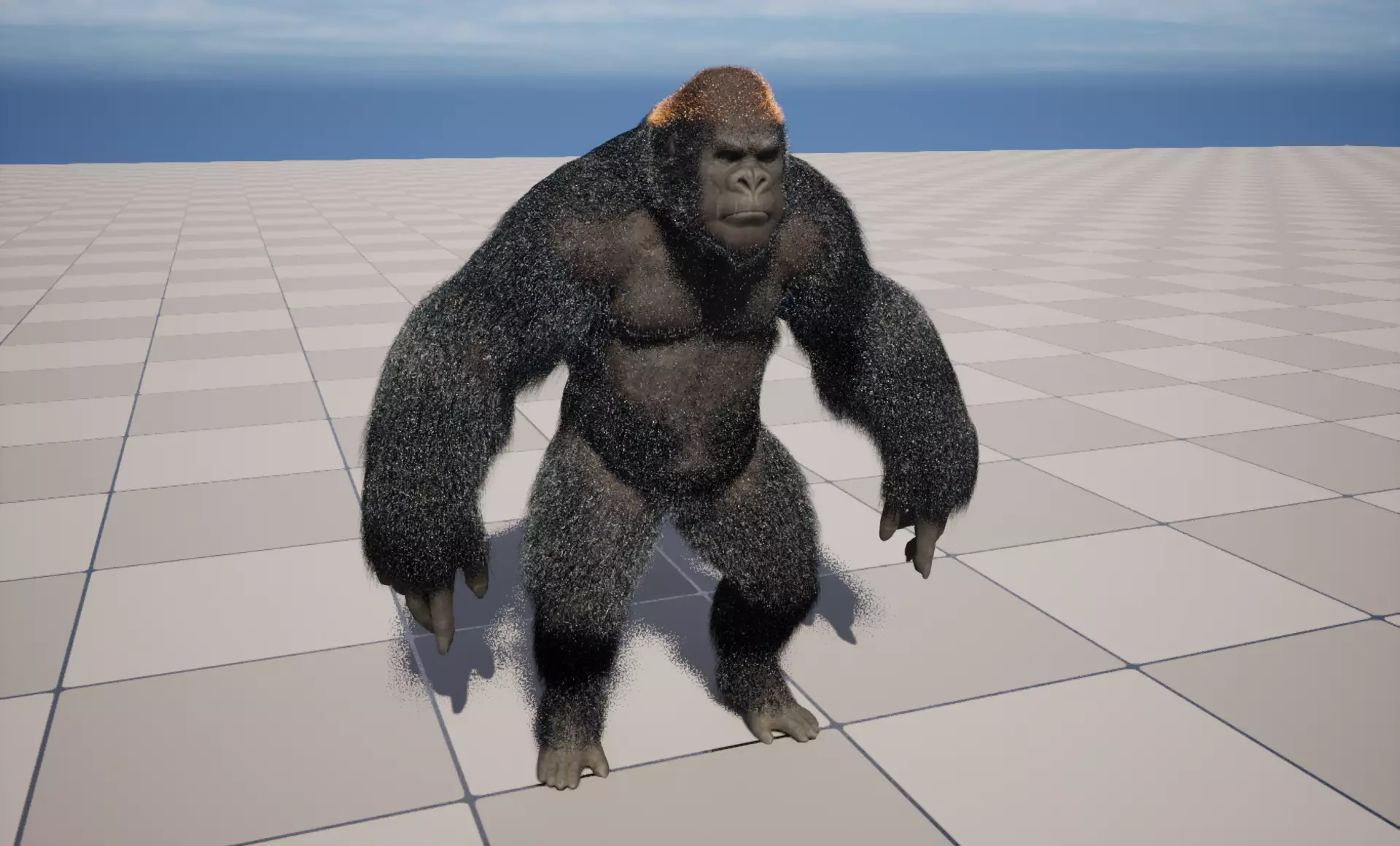 UE5 Gorilla Rigged Fur Low-poly 3D model_0