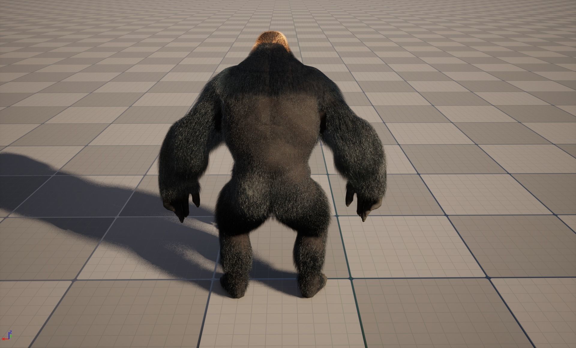 UE5 Gorilla Rigged Fur Low-poly 3D model_4