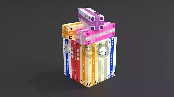 Tall Cardboard Boxes - Cardboard Packages 3D Model