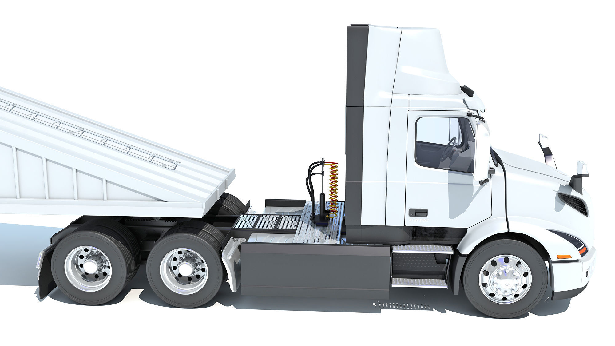 Semi Truck with Bottom Dump Trailer 3D model_14