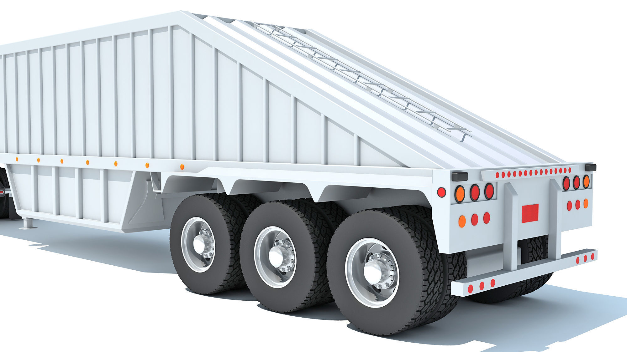 Semi Truck with Bottom Dump Trailer 3D model_15