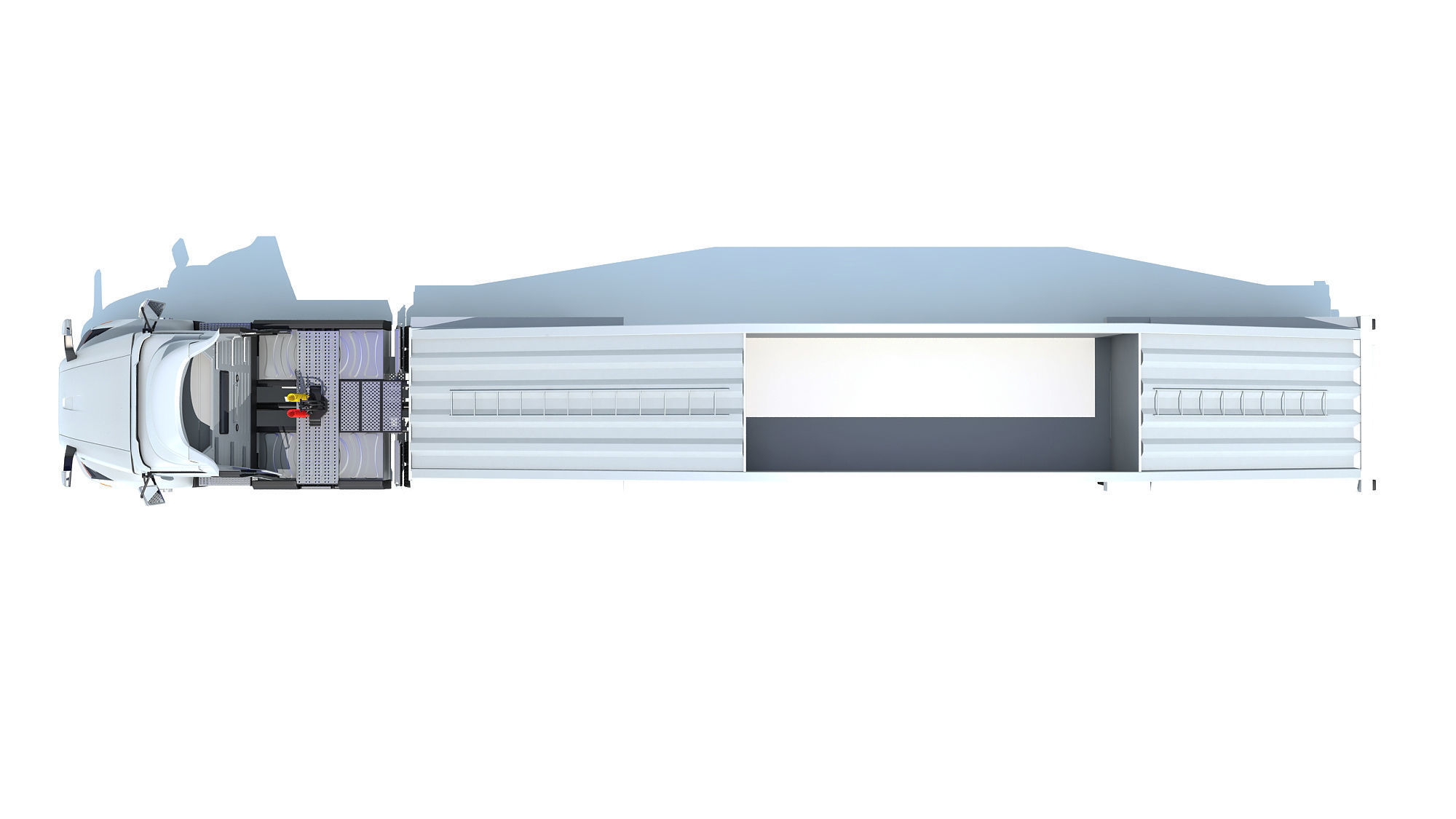 Semi Truck with Bottom Dump Trailer 3D model_11