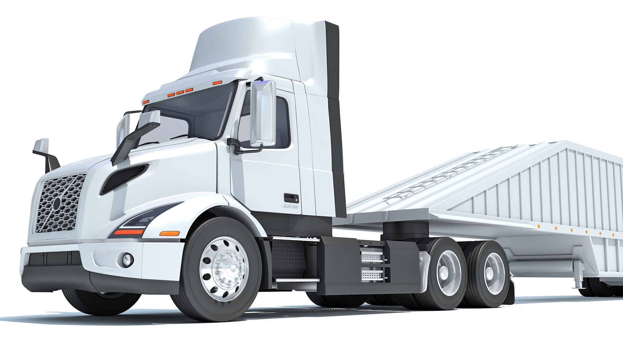 Semi Truck with Bottom Dump Trailer 3D model_12