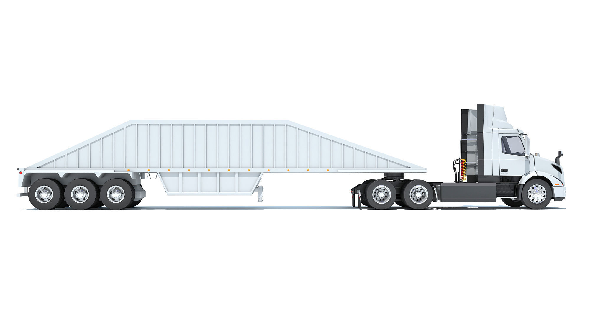 Semi Truck with Bottom Dump Trailer 3D model_5