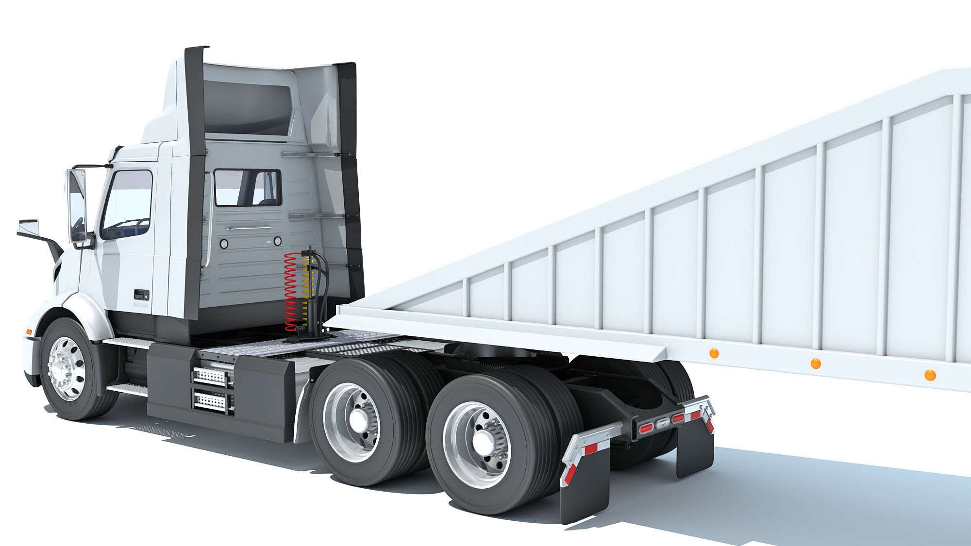 Semi Truck with Bottom Dump Trailer 3D model_13