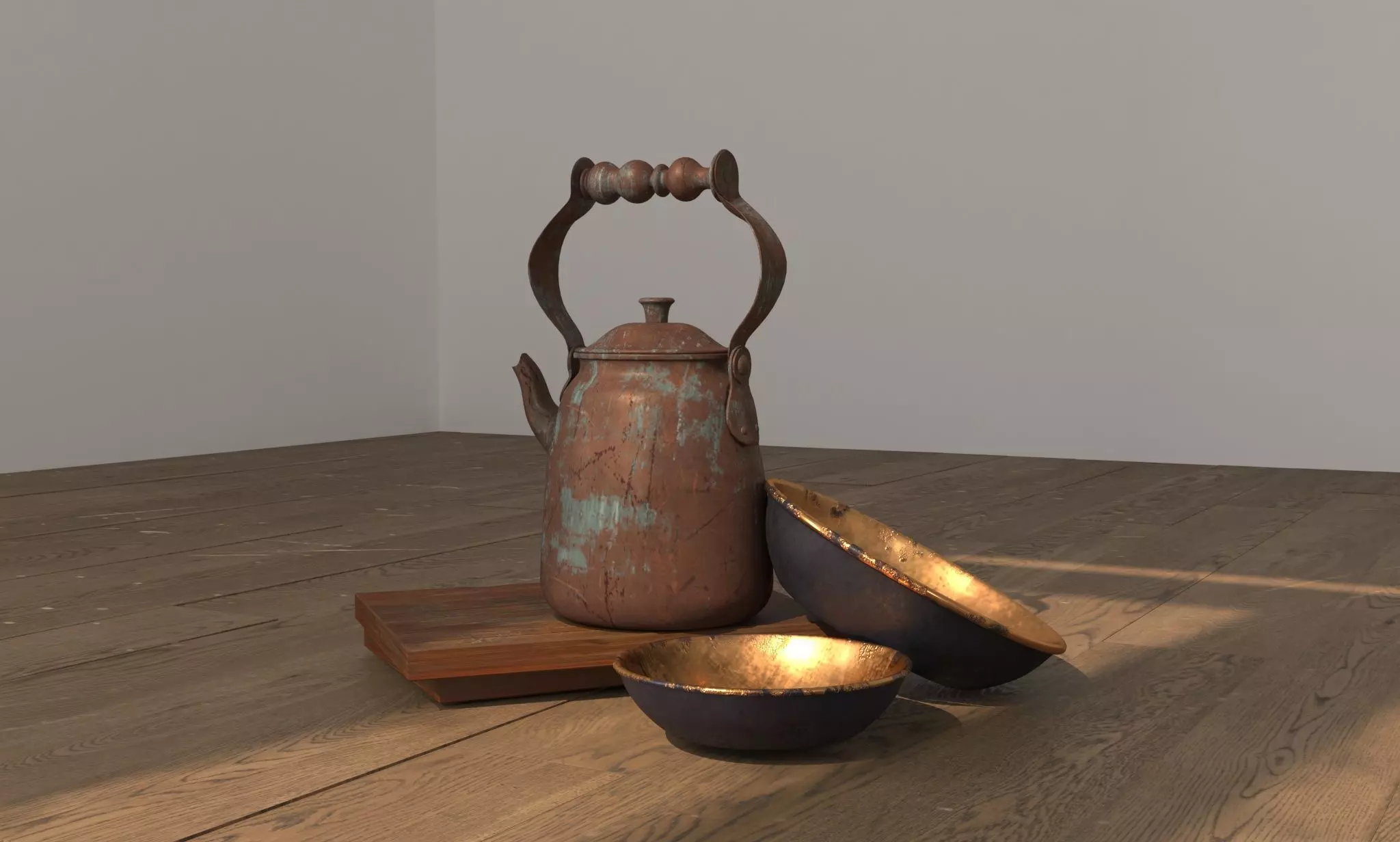 Kettle and Bowl Free 3D model