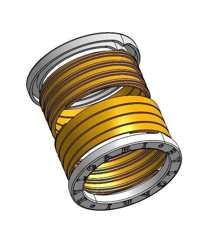 Bulgari Bzero1 ring CAD file 3dm and STL  3D print model_5