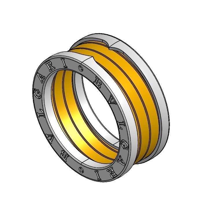 Bulgari Bzero1 ring CAD file 3dm and STL  3D print model_3