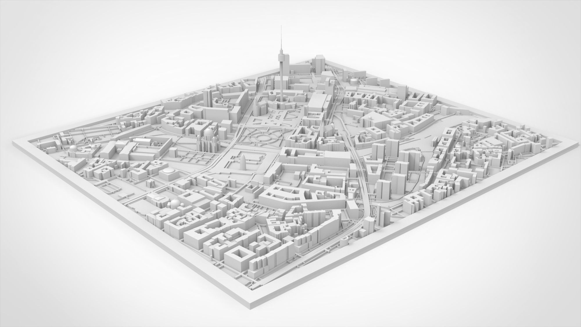 Cityscape Berlin Germany fragment city Berliner Fernsehturm 3D print model_8