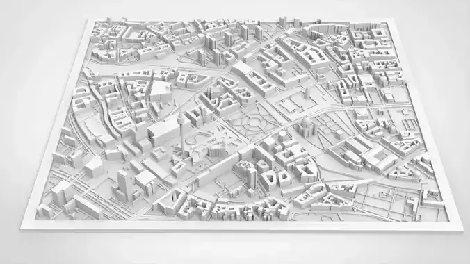 Cityscape Berlin Germany fragment city Berliner Fernsehturm 3D print model