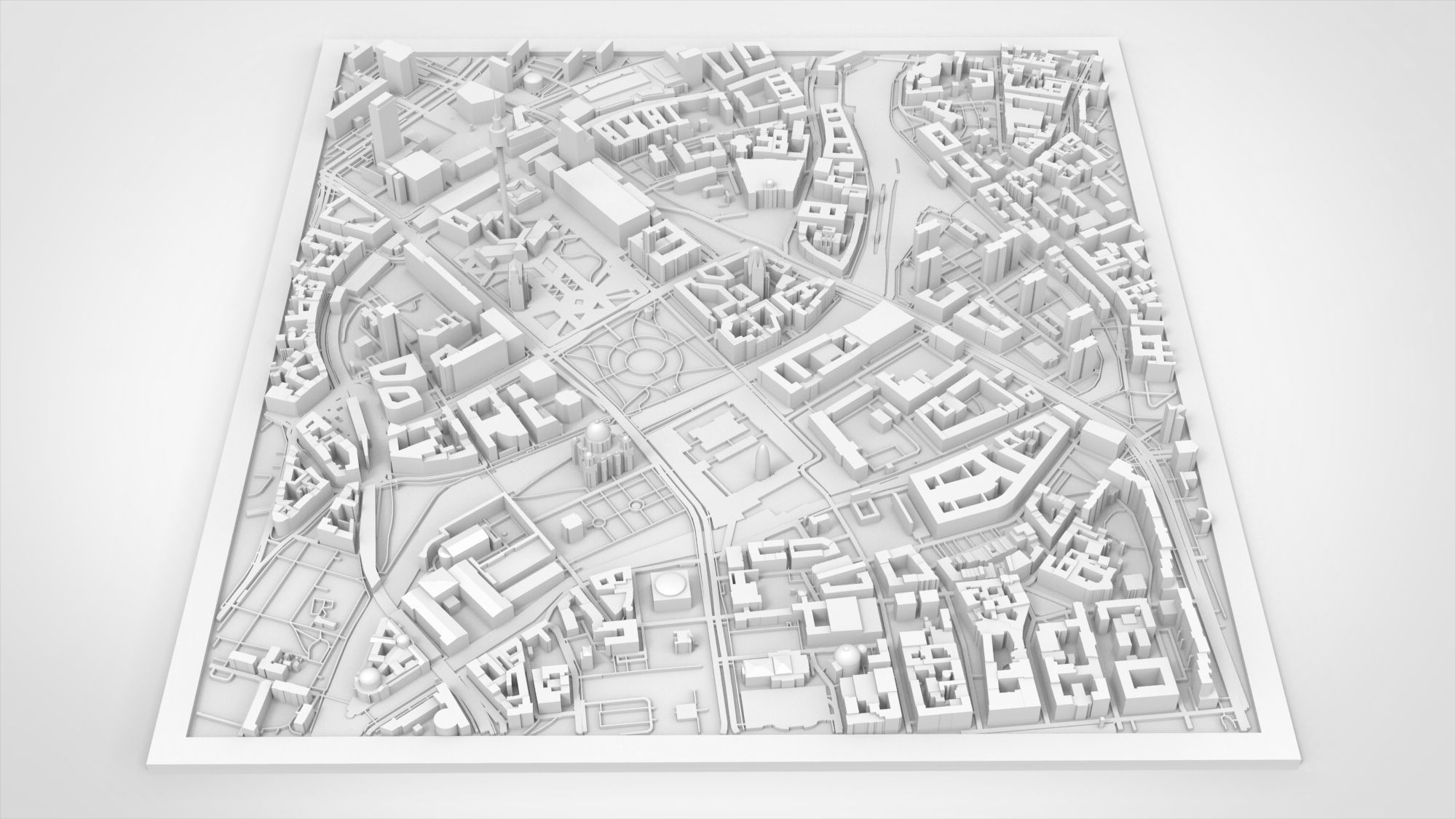 Cityscape Berlin Germany fragment city Berliner Fernsehturm 3D print model_7