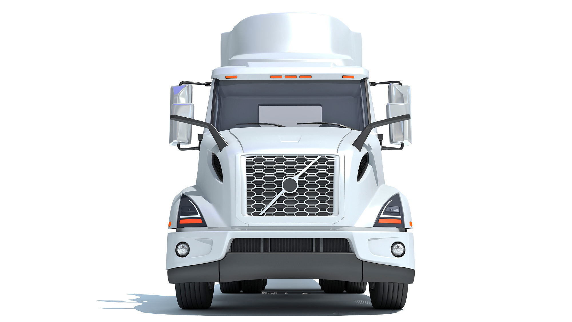 Semi Truck with Flatbed Trailer 3D model_10