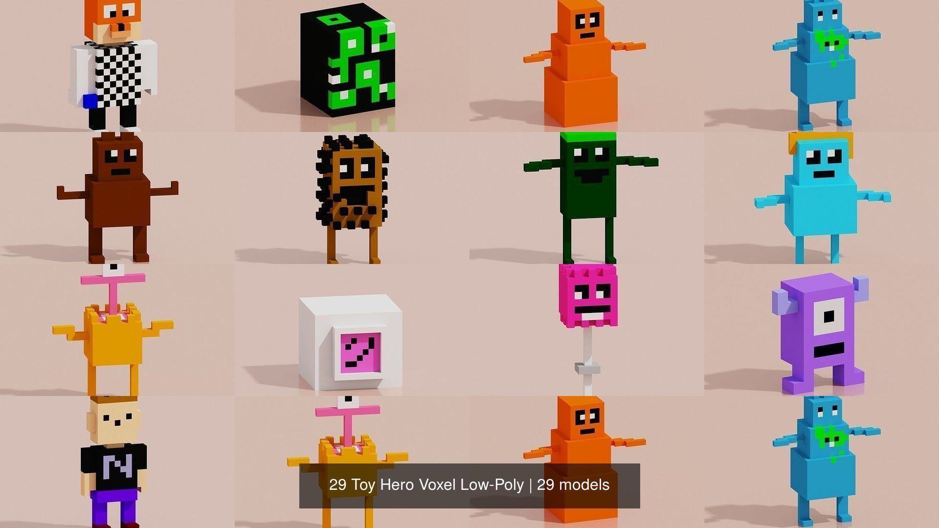 29 Toy Hero Voxel Low-Poly 3D Model Collection_2