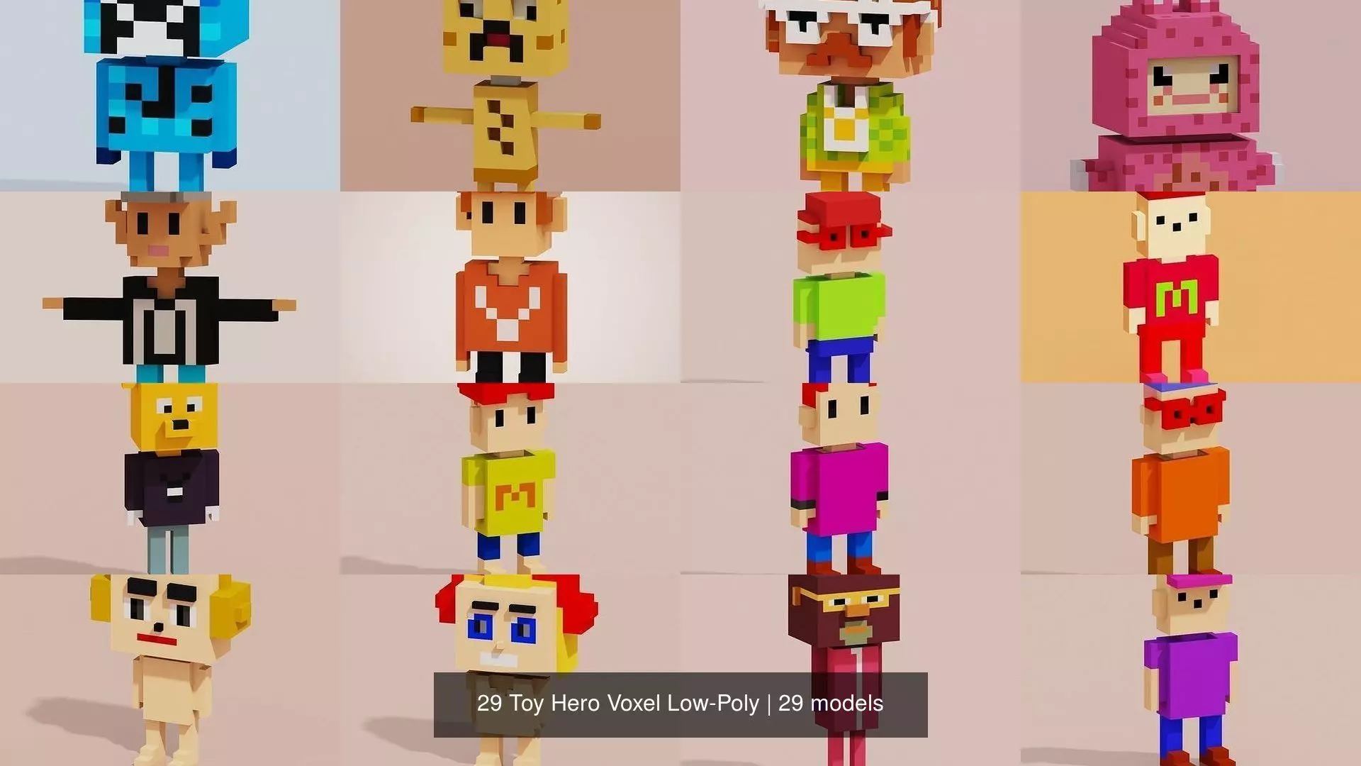 29 Toy Hero Voxel Low-Poly 3D Model Collection_0