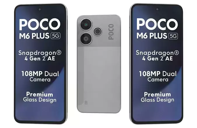 Xiaomi Poco M6 Plus 5G Ice Silver 3D model | CGTrader