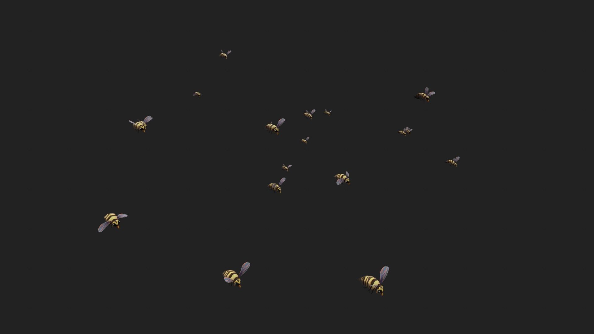 swarm bee wasp Low-poly 3D model_8