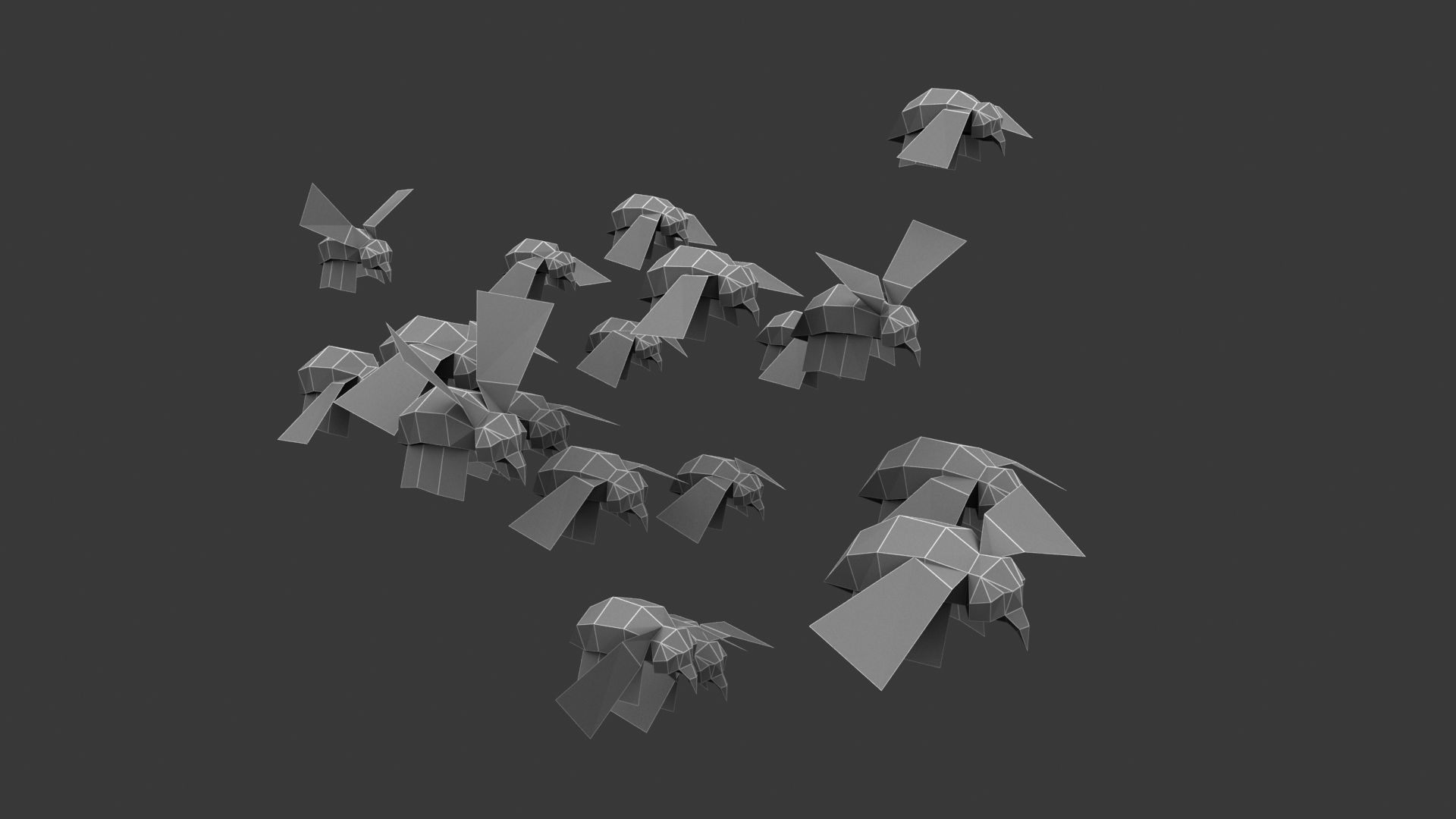 swarm bee wasp Low-poly 3D model_5