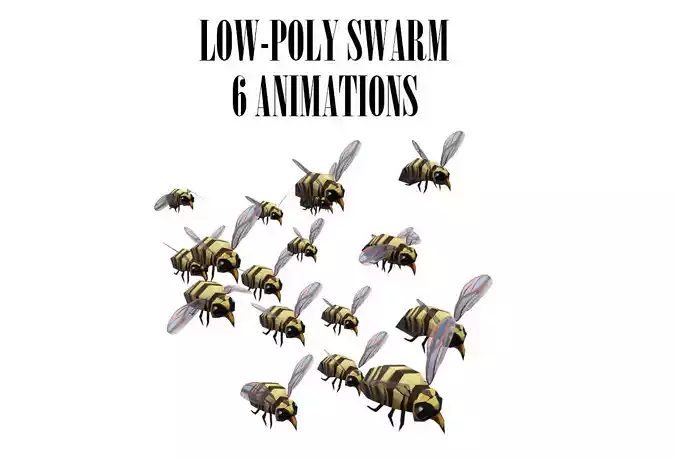 swarm bee wasp Low-poly 3D model