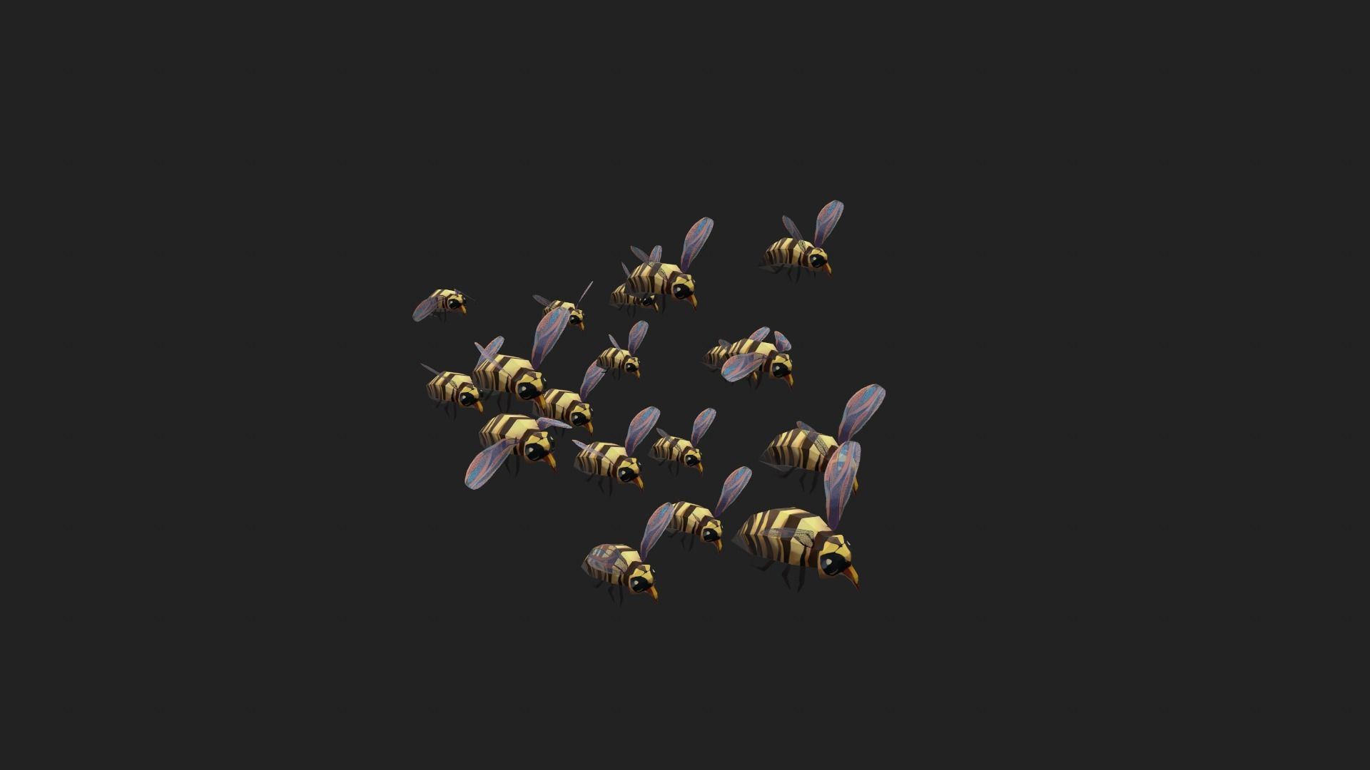 swarm bee wasp Low-poly 3D model_4
