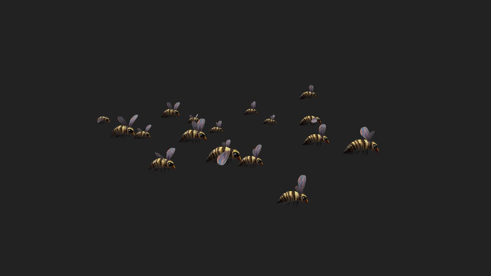 swarm bee wasp Low-poly 3D model_9