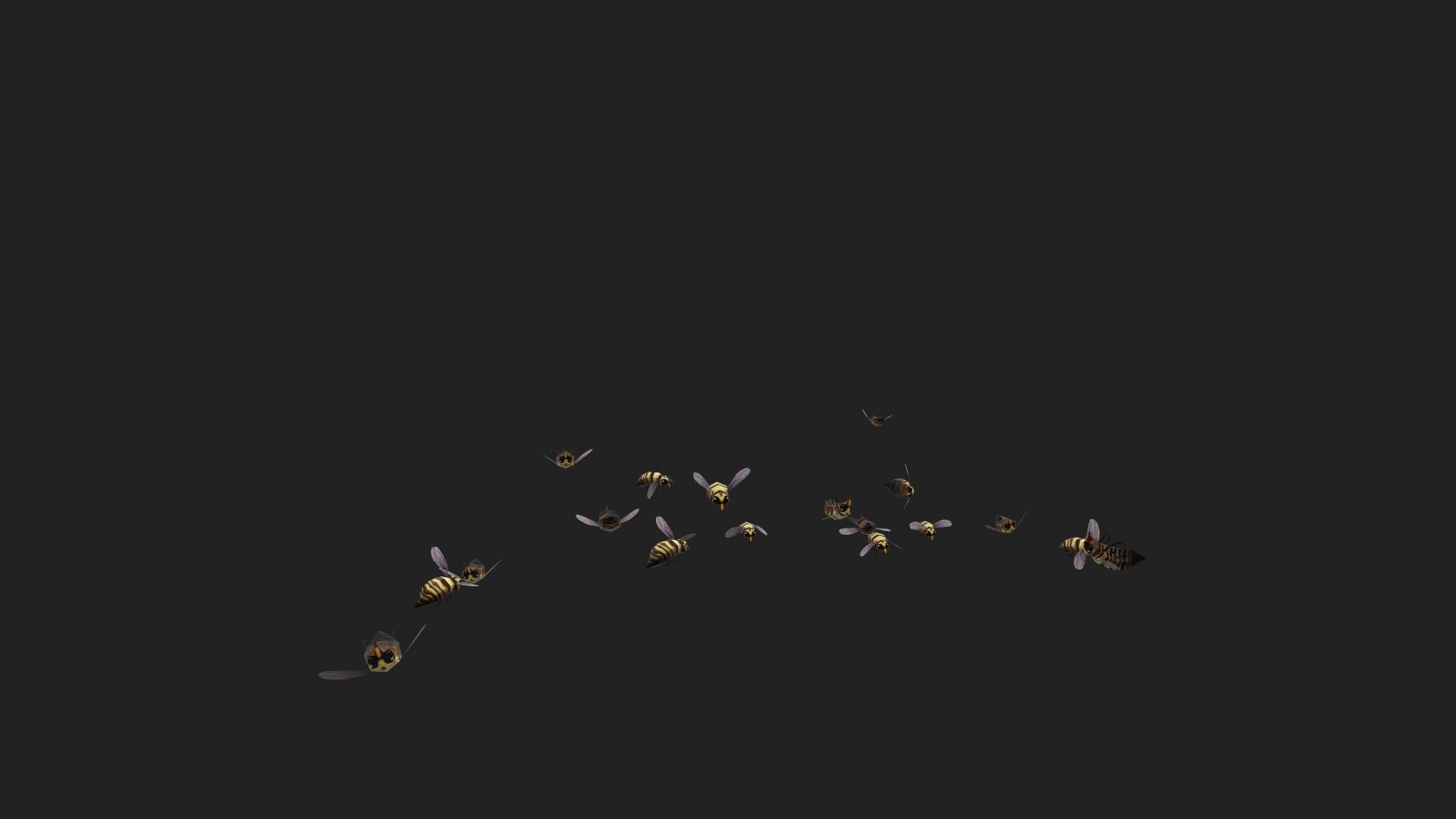 swarm bee wasp Low-poly 3D model_6