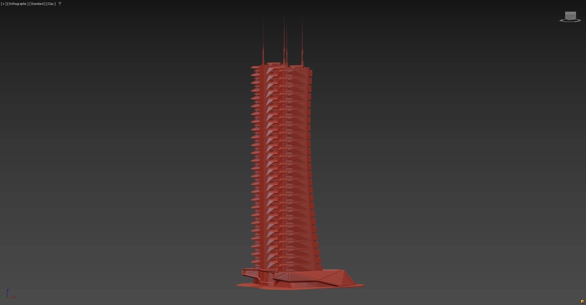 Futuristic sci-fi skyscraper building 3D model_9