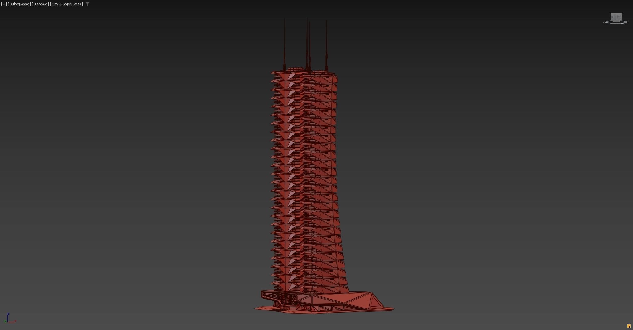 Futuristic sci-fi skyscraper building 3D model_10