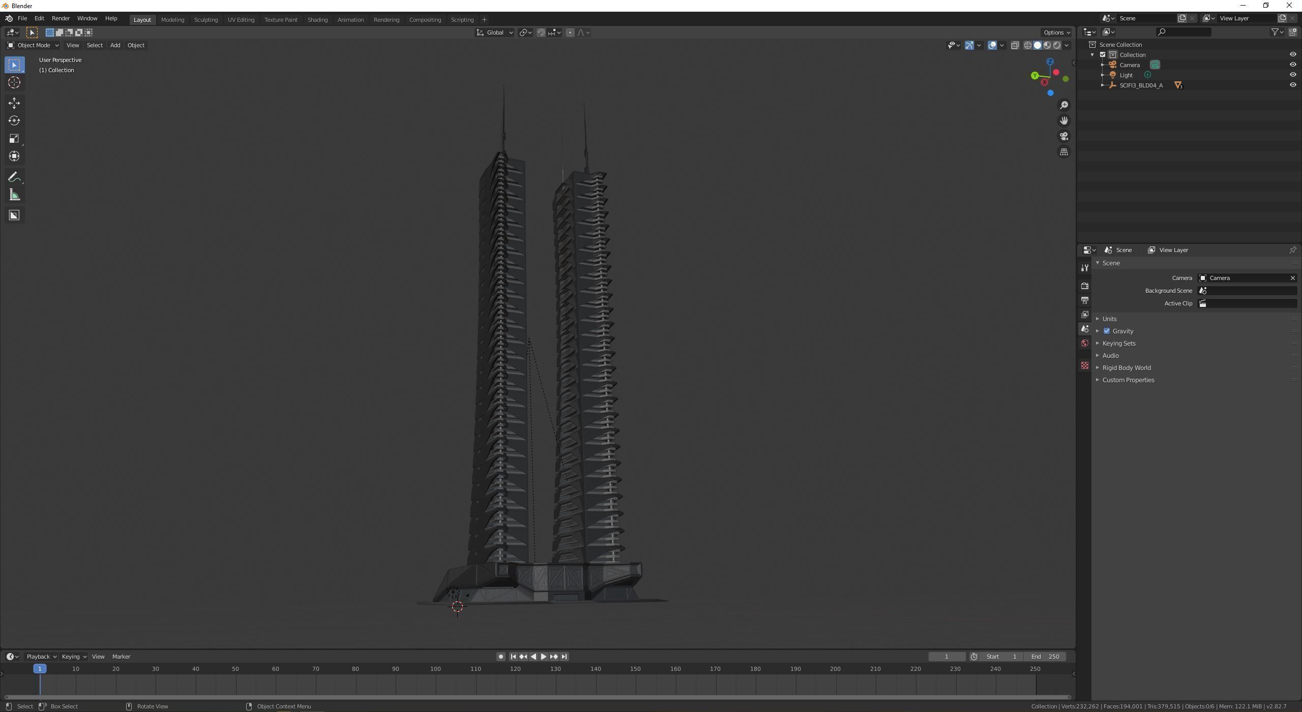 Futuristic sci-fi skyscraper building 3D model_6