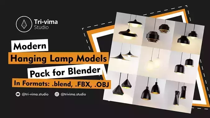 Illuminate Your Creations Modern Hanging Lamp Pack for Blender 3D model