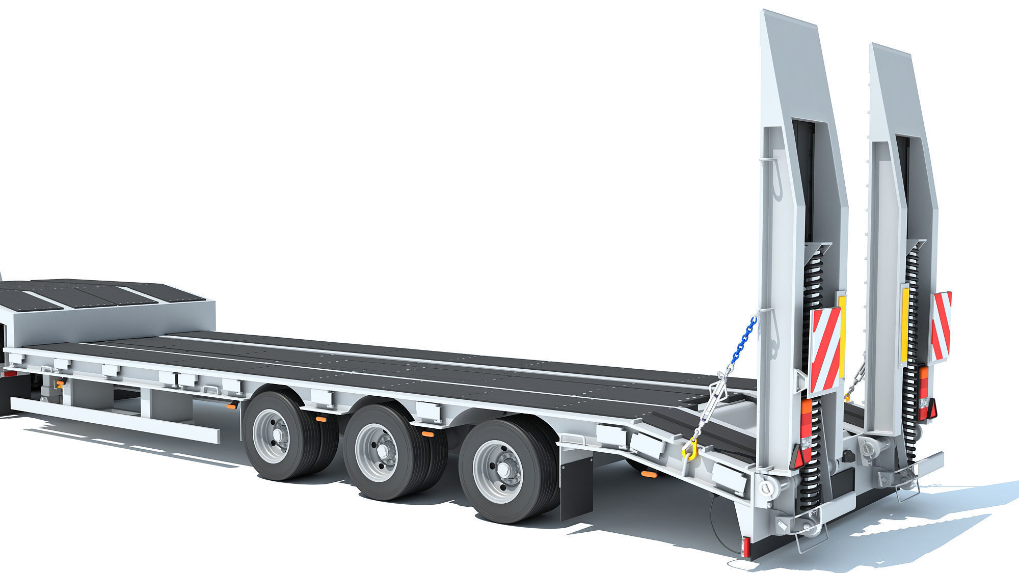 Semi-Truck with Platform Trailer 3D model_15