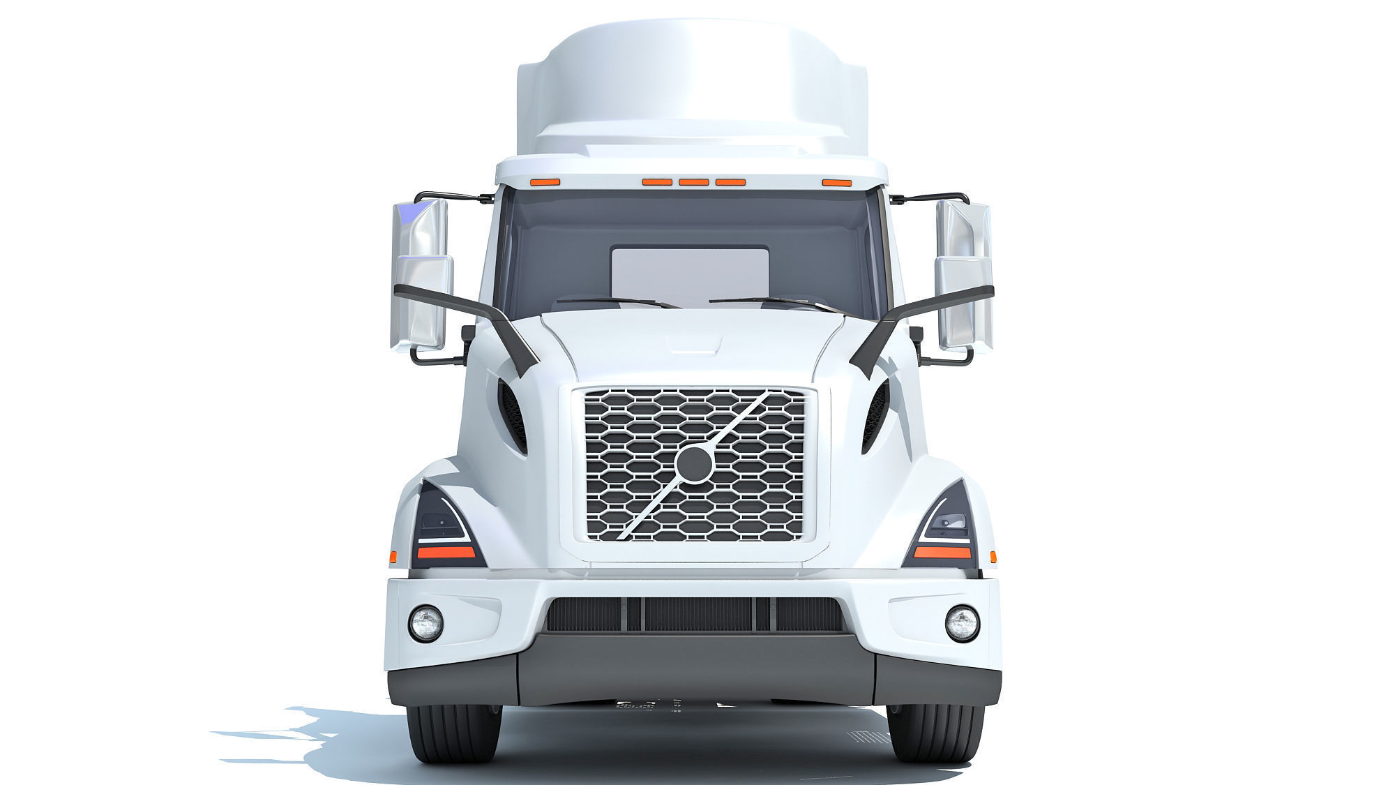 Semi-Truck with Platform Trailer 3D model_10