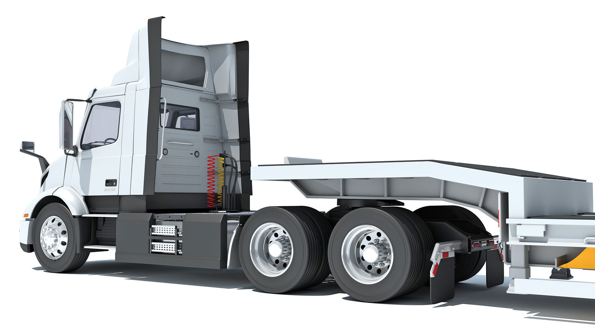 Semi-Truck with Platform Trailer 3D model_13