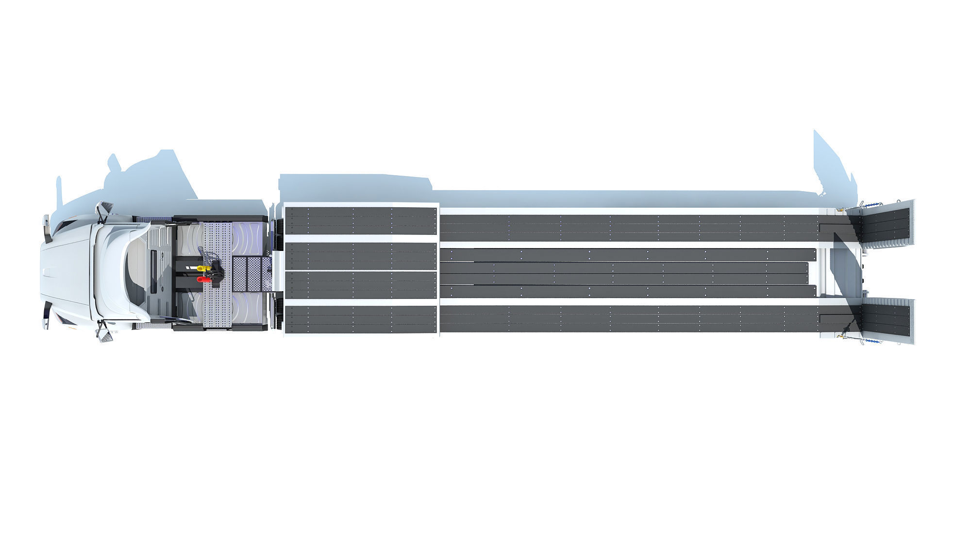 Semi-Truck with Platform Trailer 3D model_11