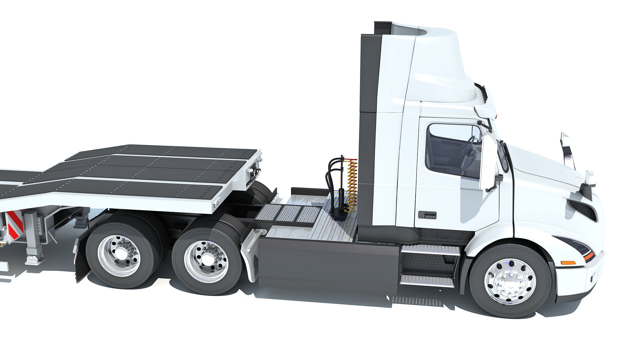 Semi-Truck with Platform Trailer 3D model_14