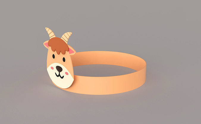 Paper Goat Headband Low-poly 3D model