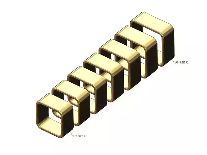 Wide 10mm flat section square ring US sizes 6to12